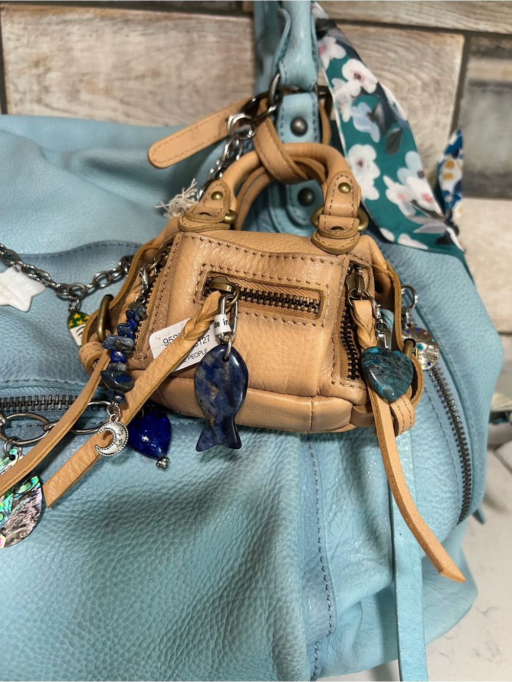 LIKE NEW We The Free Emerson Tote Washed Sail-Micro Emerson-Charms & Scarves - Picture 8 of 16